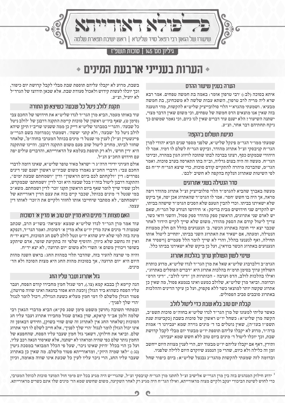 העמוד הראשון של פלפולא דאורייתא