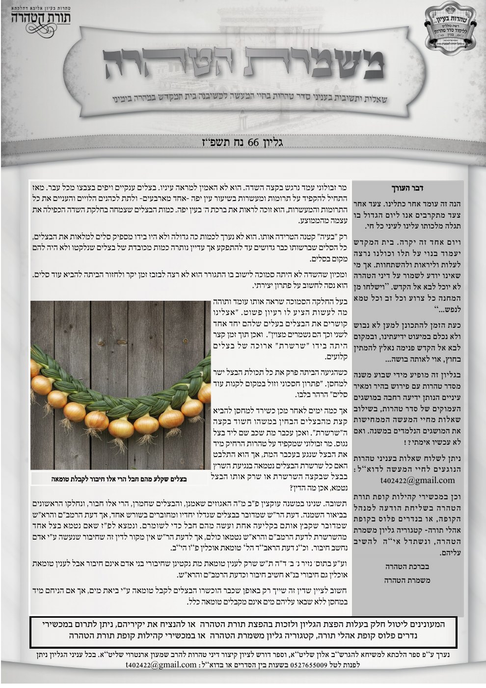 שער משמרת הטהרה — פרשת נח