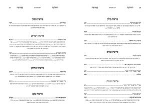 ההלכה בפרשה תוכן העניינים